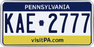 PA license plate KAE2777
