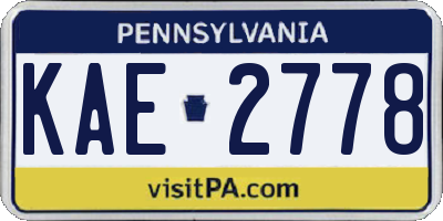 PA license plate KAE2778