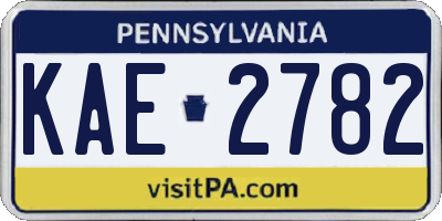 PA license plate KAE2782
