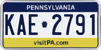 PA license plate KAE2791