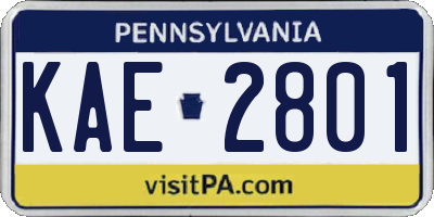 PA license plate KAE2801