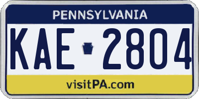 PA license plate KAE2804