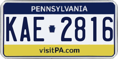 PA license plate KAE2816