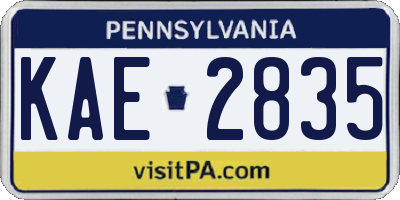 PA license plate KAE2835