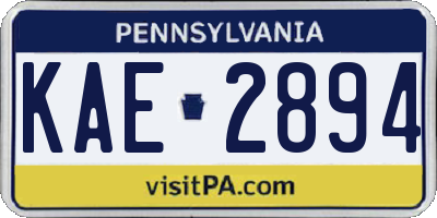 PA license plate KAE2894