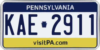 PA license plate KAE2911