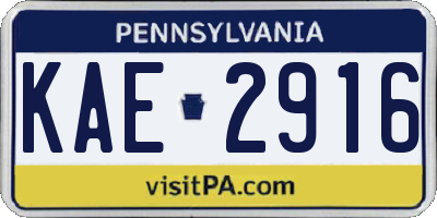 PA license plate KAE2916