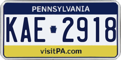 PA license plate KAE2918