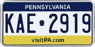 PA license plate KAE2919