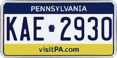 PA license plate KAE2930