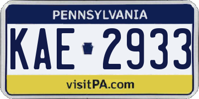PA license plate KAE2933