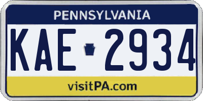PA license plate KAE2934