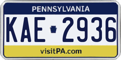 PA license plate KAE2936