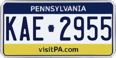 PA license plate KAE2955
