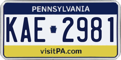 PA license plate KAE2981