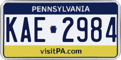 PA license plate KAE2984