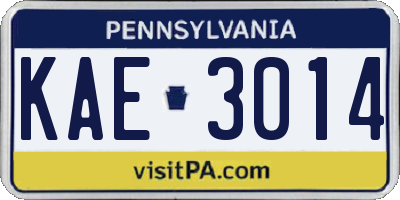 PA license plate KAE3014