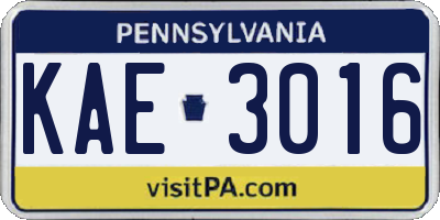 PA license plate KAE3016