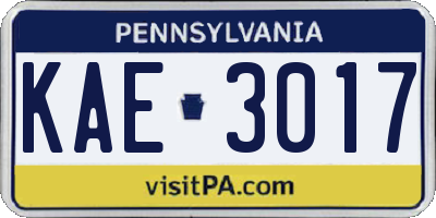 PA license plate KAE3017