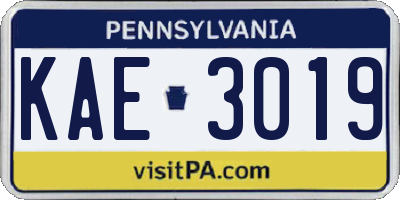 PA license plate KAE3019
