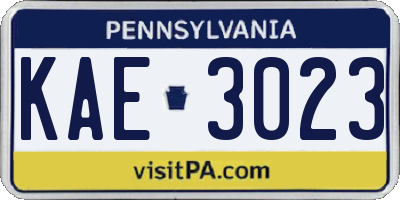 PA license plate KAE3023