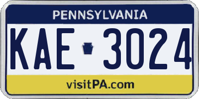 PA license plate KAE3024