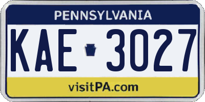 PA license plate KAE3027