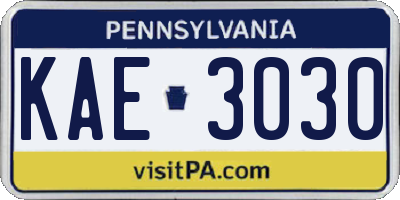PA license plate KAE3030