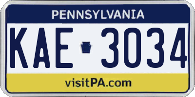 PA license plate KAE3034