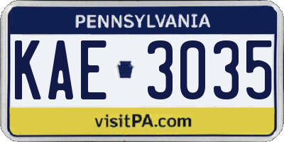 PA license plate KAE3035