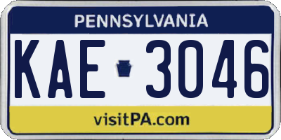 PA license plate KAE3046