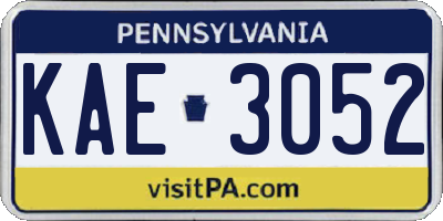 PA license plate KAE3052