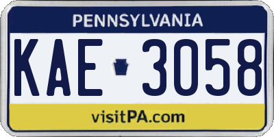 PA license plate KAE3058