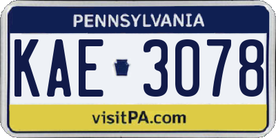 PA license plate KAE3078