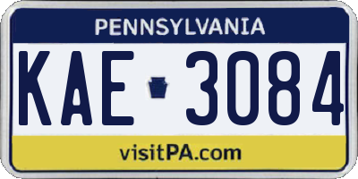 PA license plate KAE3084