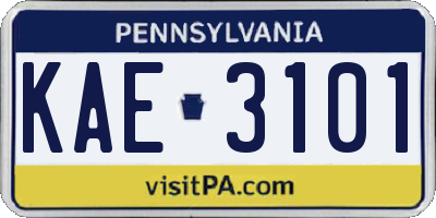 PA license plate KAE3101