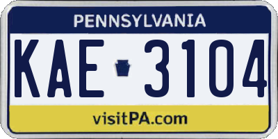 PA license plate KAE3104