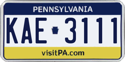 PA license plate KAE3111