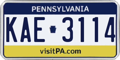 PA license plate KAE3114