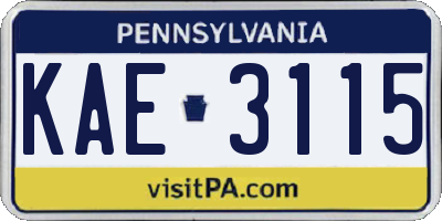 PA license plate KAE3115