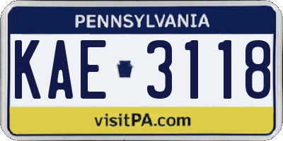 PA license plate KAE3118