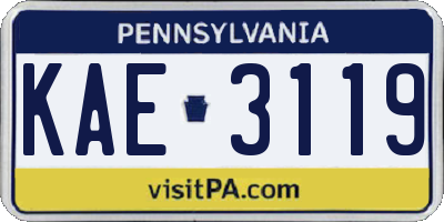 PA license plate KAE3119