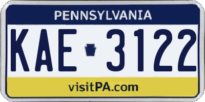 PA license plate KAE3122