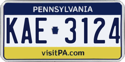 PA license plate KAE3124