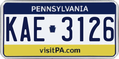 PA license plate KAE3126