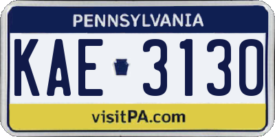 PA license plate KAE3130