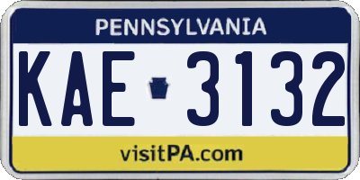 PA license plate KAE3132