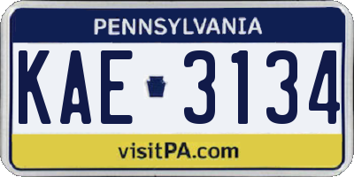 PA license plate KAE3134