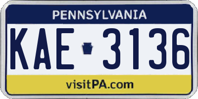 PA license plate KAE3136
