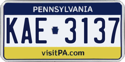 PA license plate KAE3137